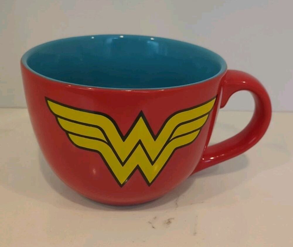 DC Comics Wonder Woman WW Logo Large 24oz Ceramic Coffee Mug Tea Cup Soup Bowl